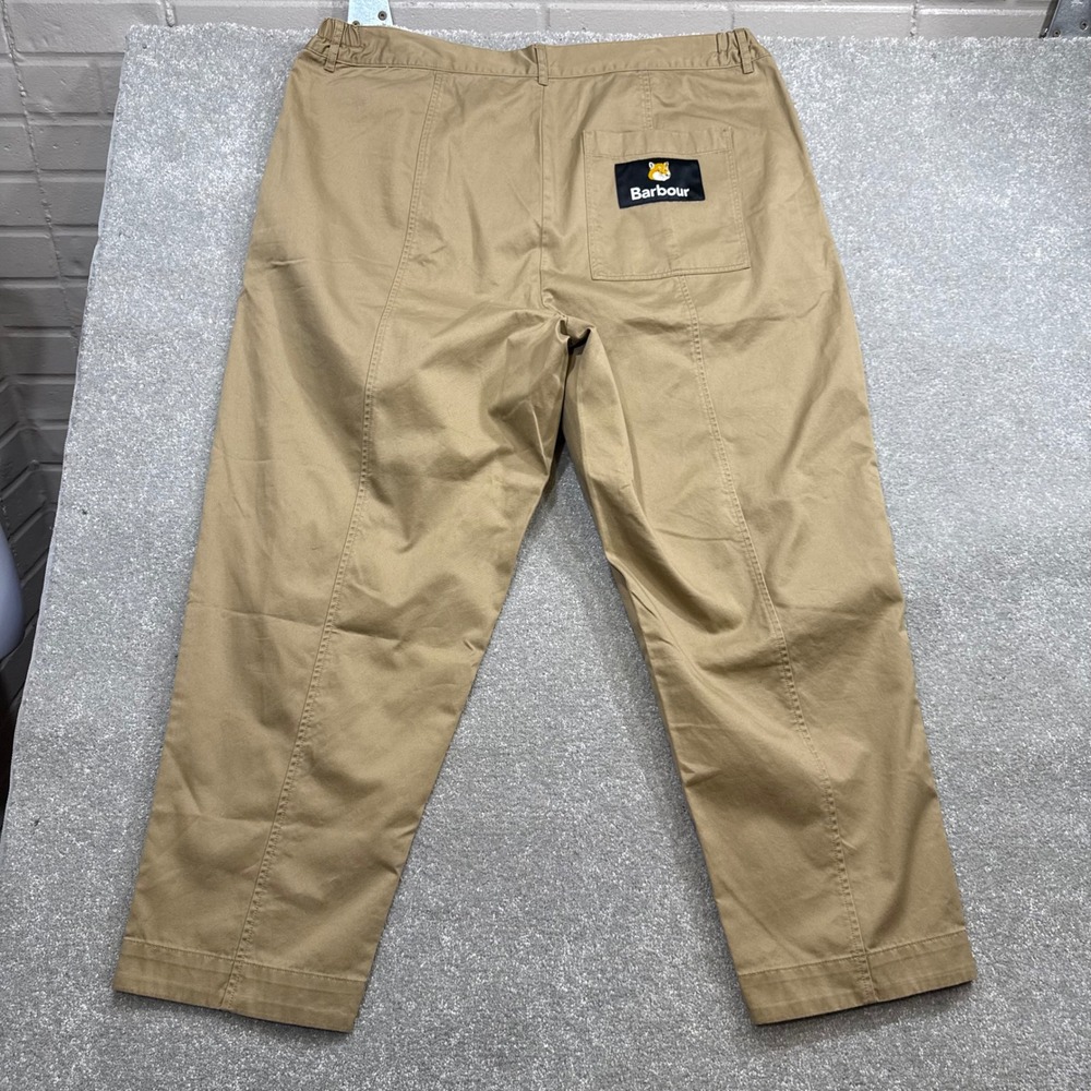 Barbour Maison Kitsune Cargo Trousers Trench Tan Khaki Pants Ankle NWT 42x32 - Picture 4 of 14